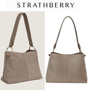 Strathberry Lana Suede Hobo Bag Beige Taupe Shoulder Bag 550$ NWT